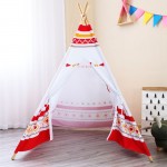 Cort mare cu LEDuri Play Tepee Alb-Rosu Sunny
